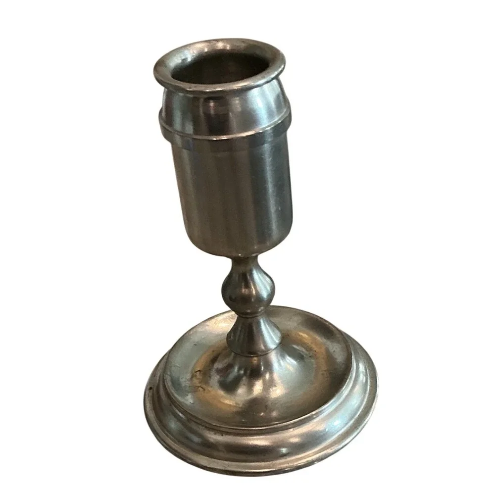 Vintage Royal Holland Pewter Candlestick Candle Holder Silver Farmhouse Country